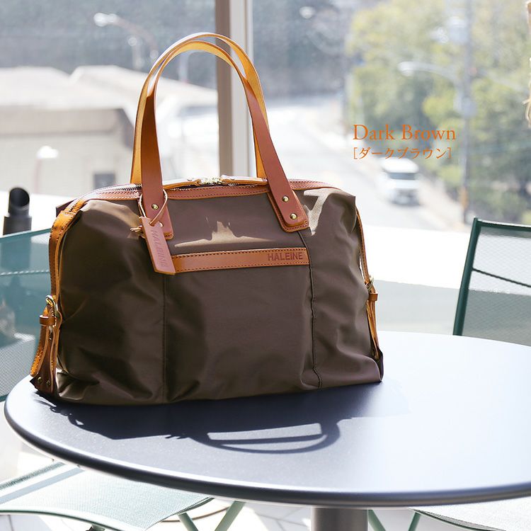 HALEINE ナイロン&ヌメ革 ミニボストンバッグ 4FB