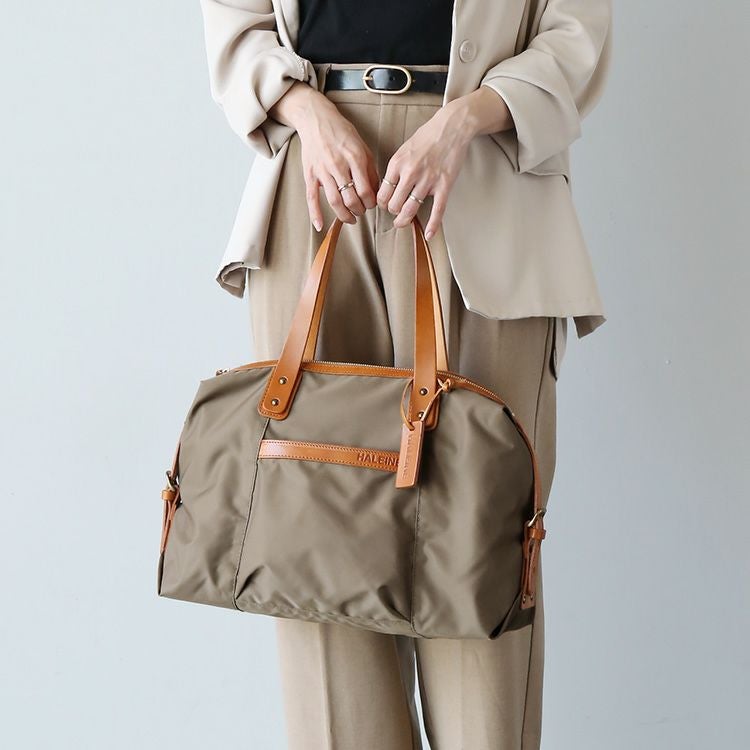 HALEINE ナイロン&ヌメ革 ミニボストンバッグ 4FB