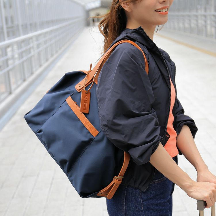 HALEINE ナイロン&ヌメ革 ミニボストンバッグ 4FB