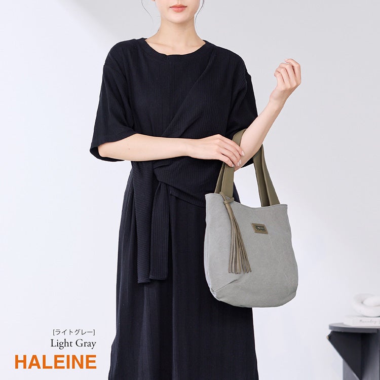 HALEINE 帆布 キャンバス トートバッグ 日本製 シュリンク レザー バイ
