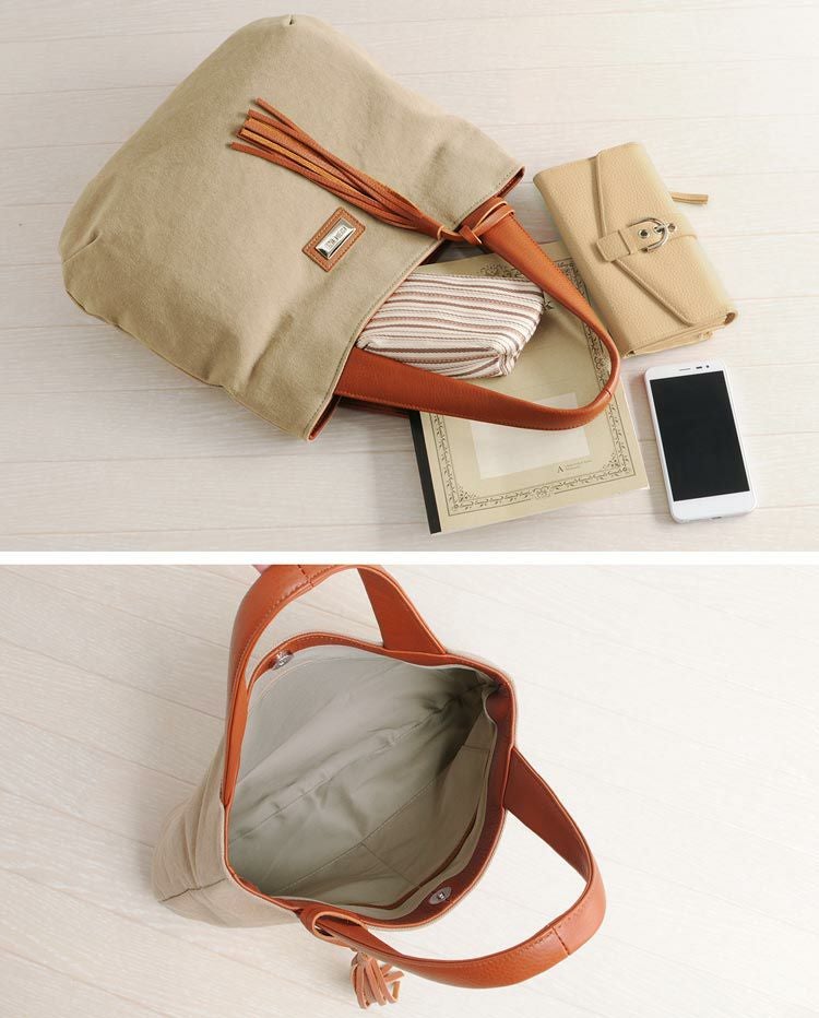 HALEINE 帆布 キャンバス トートバッグ 日本製 シュリンク レザー バイ