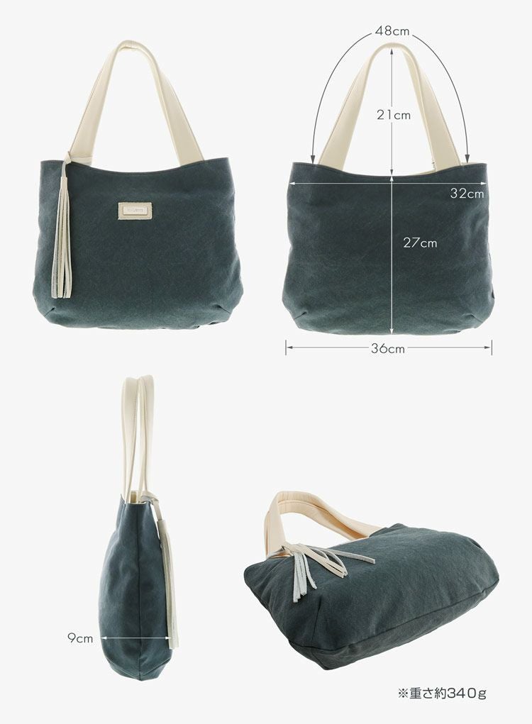 HALEINE 帆布 キャンバス トートバッグ 日本製 シュリンク レザー バイ