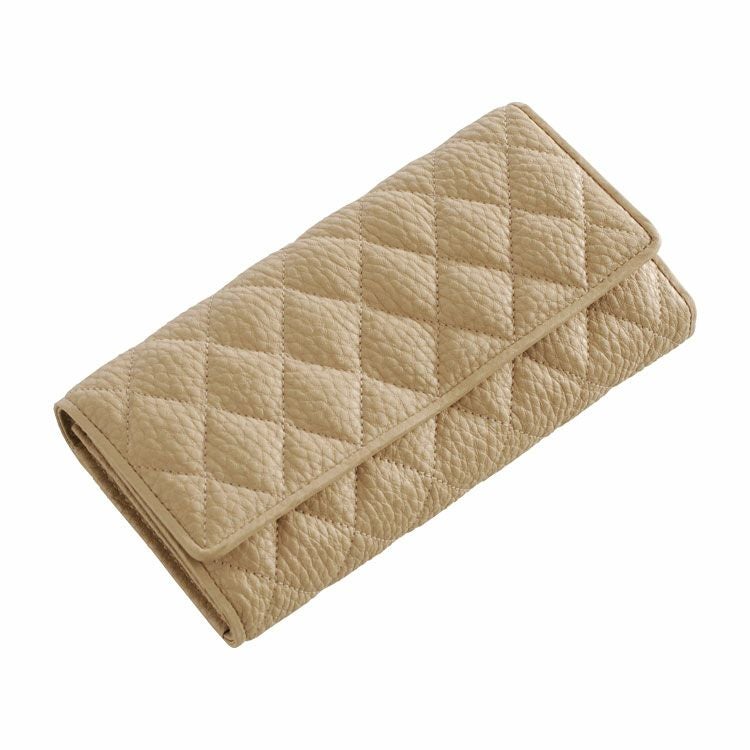 HALEINE ナチュラルシュリンクレザー キルティング かぶせ 長財布