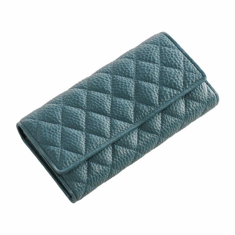 HALEINE ナチュラルシュリンクレザー キルティング かぶせ 長財布