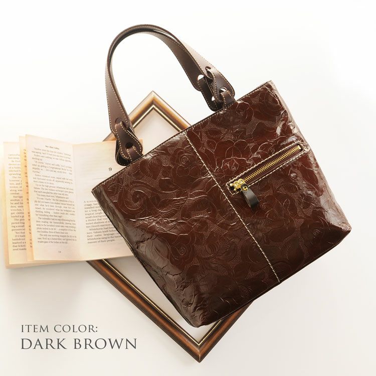 Jamale ローズ柄 型押し ハンドバッグ 4FB