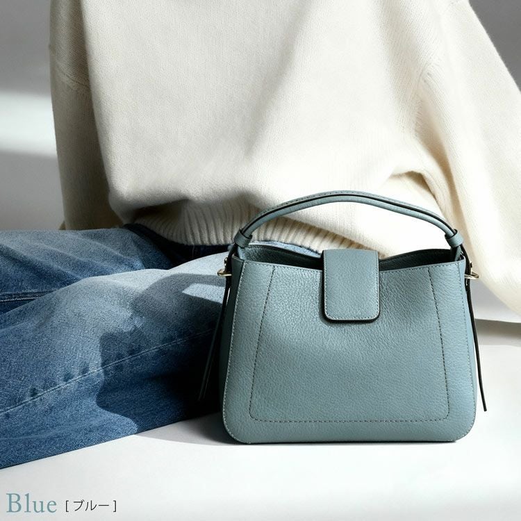 HALEINE本革ハンドバッグワンハンドル2WAYバッグレディースブルー