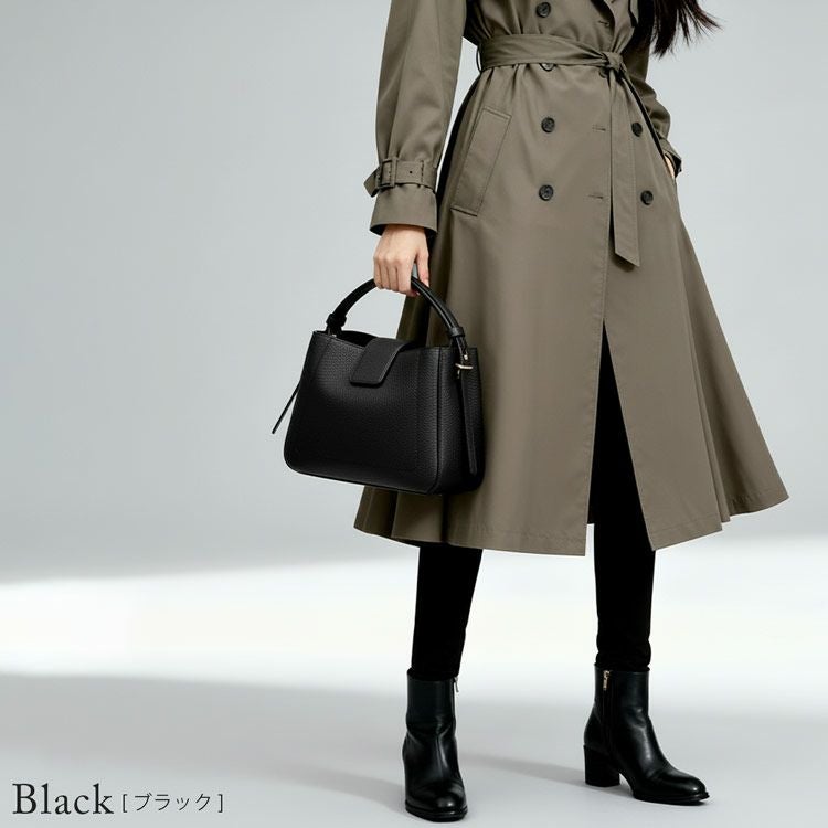 HALEINE本革ハンドバッグワンハンドル2WAYバッグレディースブラック