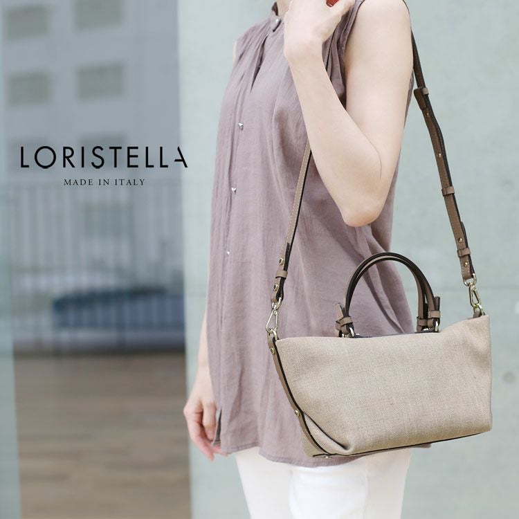 LORISTELLA ロリステッラ バッグ レディース イタリア リネン 本革 2way
