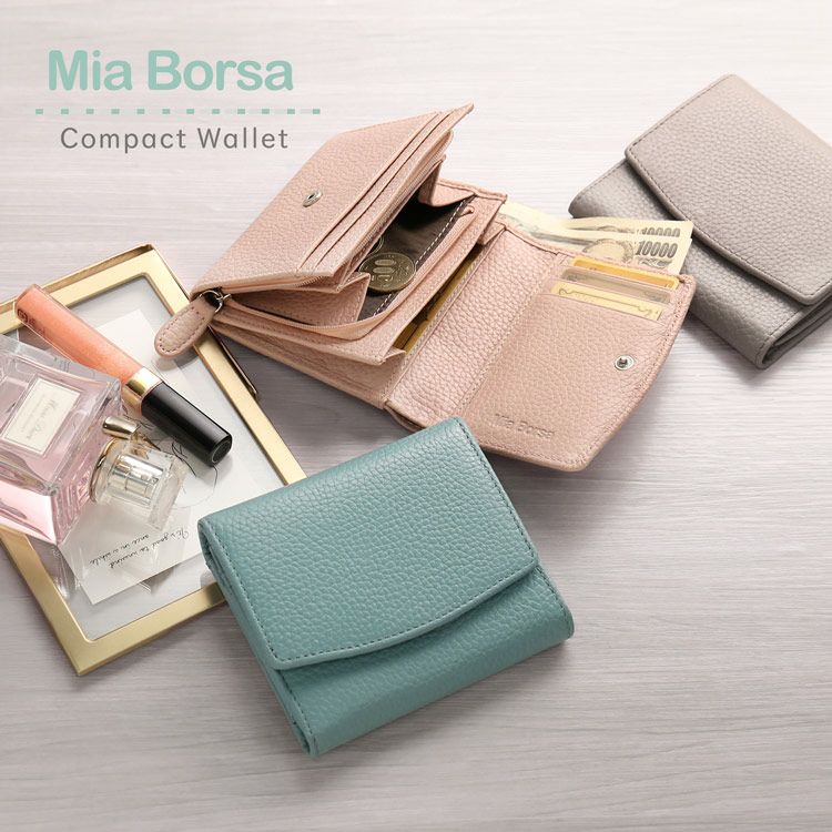 財布 レディース 二つ折り財布 本革 Mia Borsa ミニ 小さい コンパクト