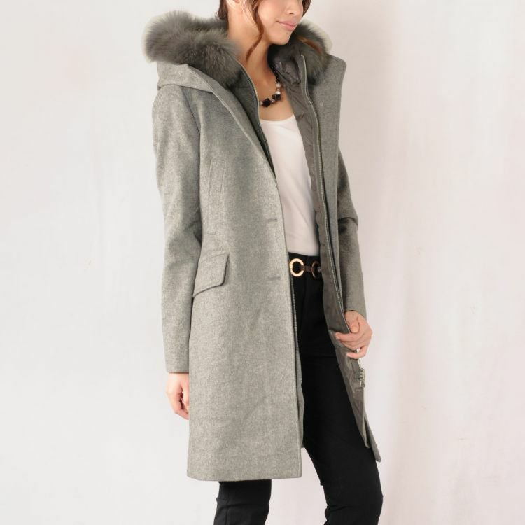 ERA カシミヤ混ウール コート フォックス トリミング ダウン ベスト