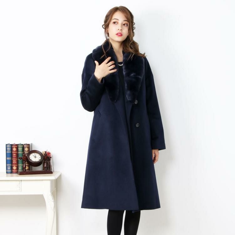 ERA/エラ カシミヤ100% コート レッキス ファー付き レディース ERA/エラ カシミヤ100% コート レッキス ファー付き レディース