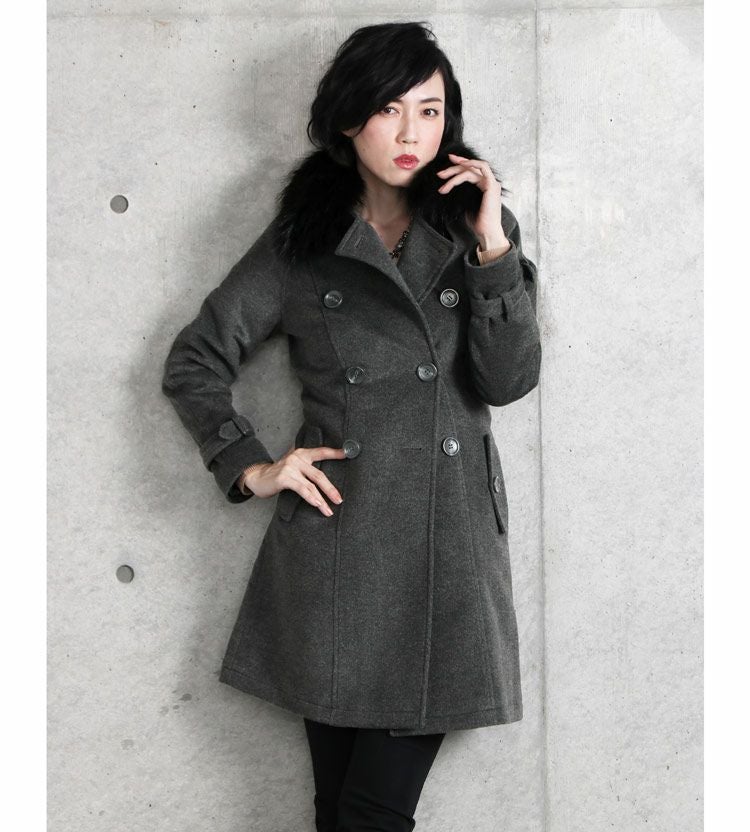 Filomo カシミヤブレンドウール トレンチコート レディース ファー付き 6F