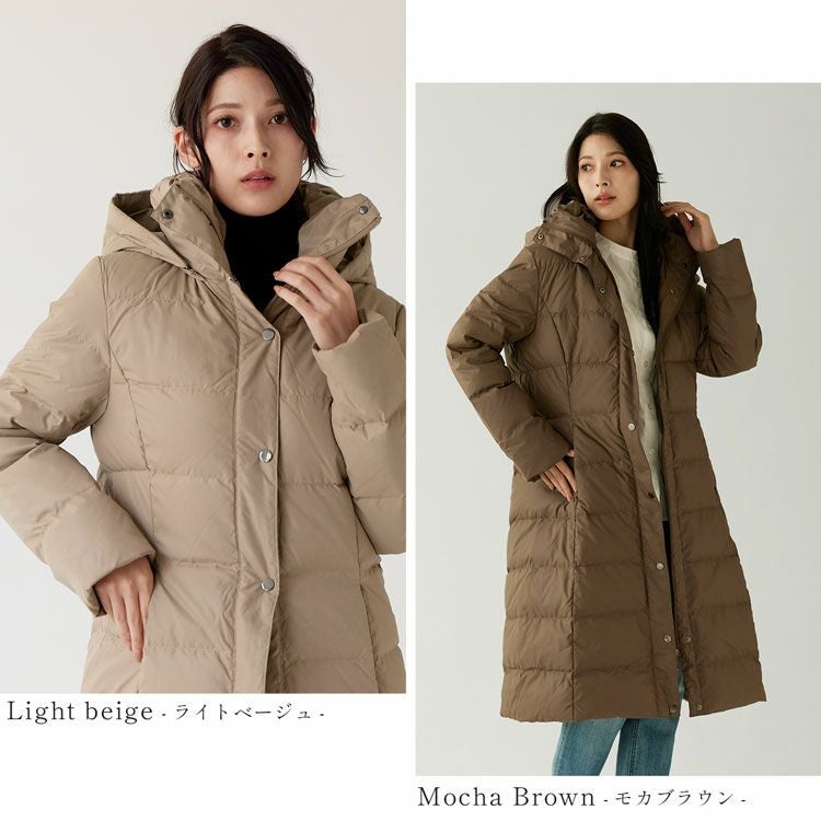 Filomoダウンコートレディースロングダウン90%フード付き