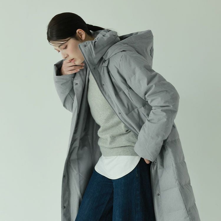 Filomoダウンコートレディースロングダウン90%フード付き