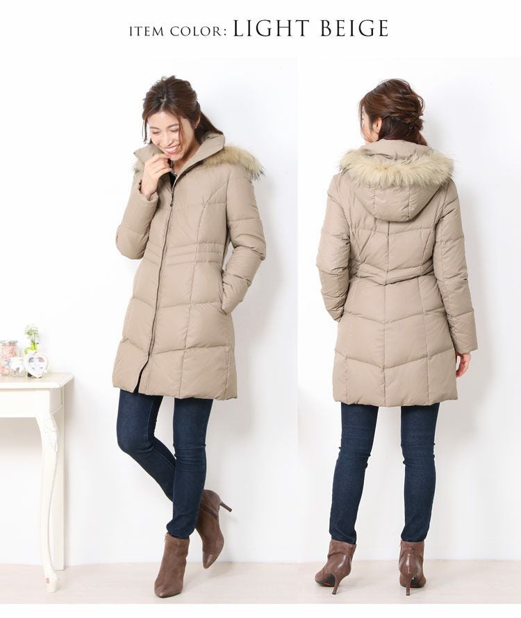 ダウンコート レディース 洗える ダウンコート フード付き ラクーン