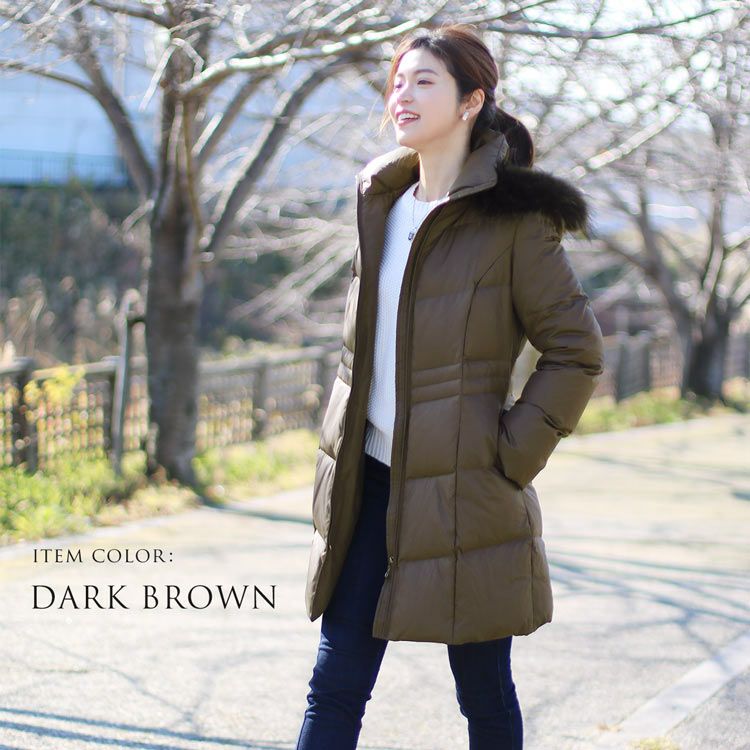 ダウンコート レディース 洗える ダウンコート フード付き ラクーン