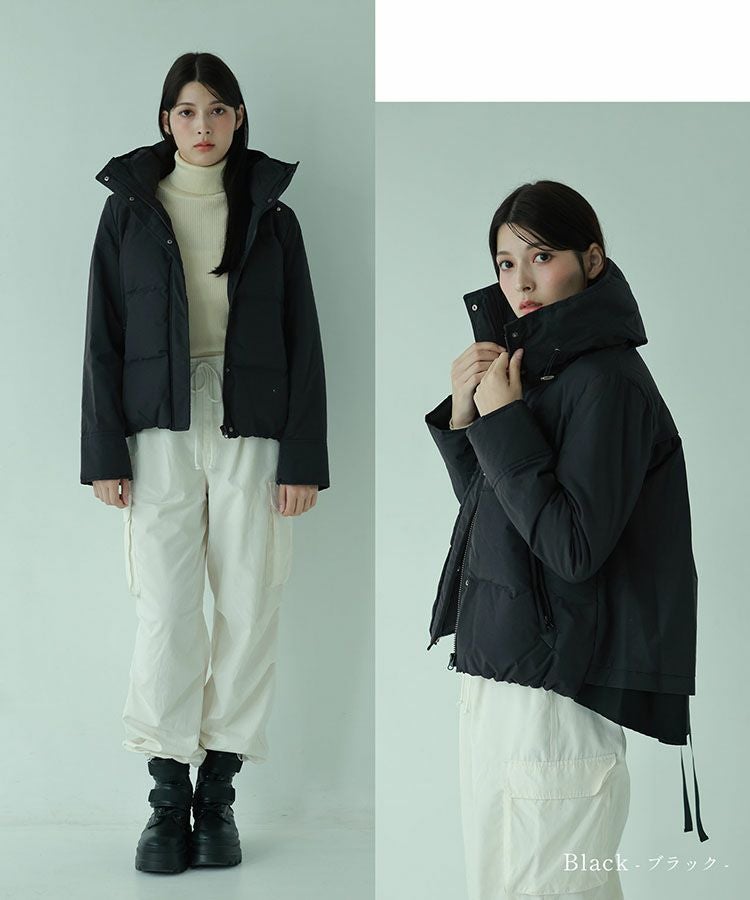 Filomoバックフレアデザインショートダウンジャケットブラック