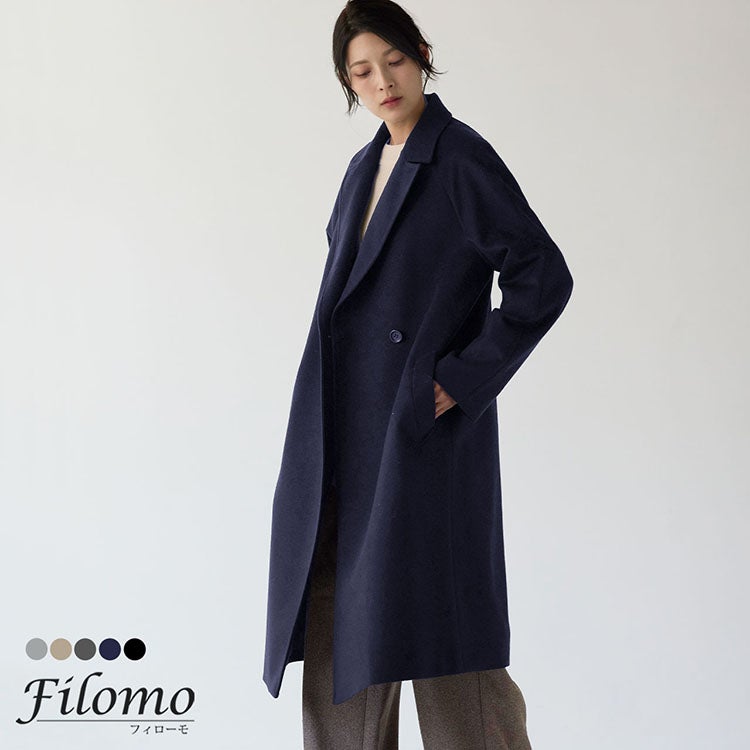ゆったり着こなす大人の女性のチェスターコートブランドFilomo