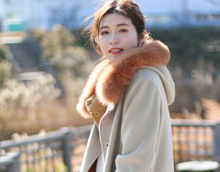 Filomo ウール リバーシブル コート フォックス ファー トリミング