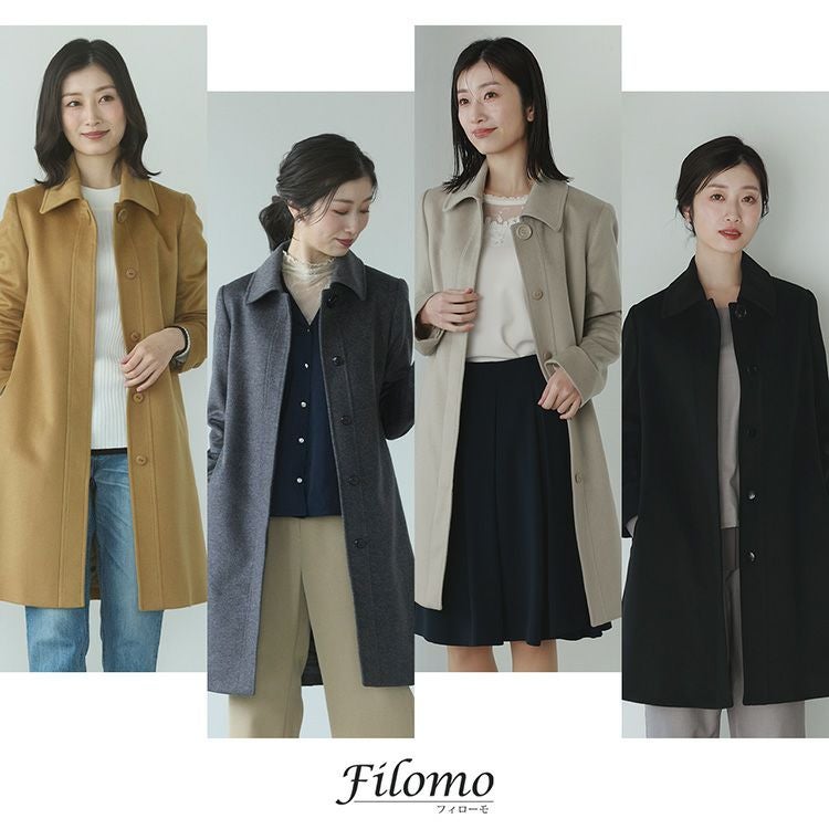 ステンカラーコート レディース カシミヤ 100% Aライン コート