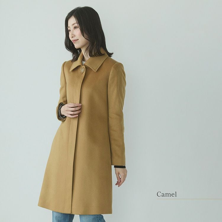 ステンカラーコート レディース カシミヤ 100% Aライン コート