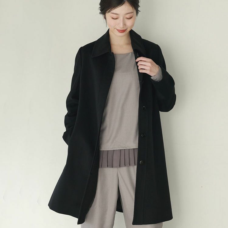 ステンカラーコート レディース カシミヤ 100% Aライン コート
