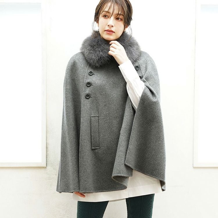 Filomo カシミヤ ブレンド ウール ケープ コート 一枚仕立て