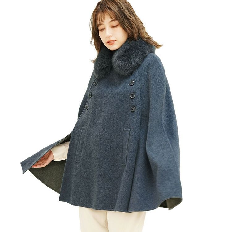 Filomo カシミヤ ブレンド ウール ケープ コート 一枚仕立て