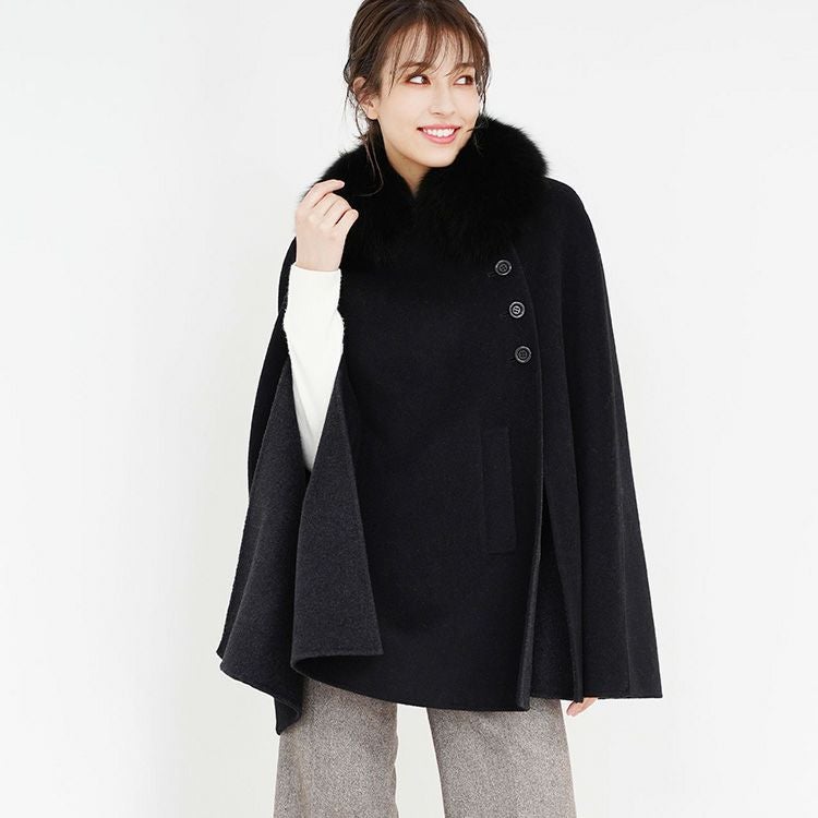 Filomo カシミヤ ブレンド ウール ケープ コート 一枚仕立て