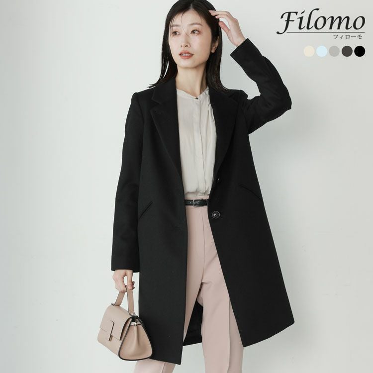 Filomoチェスターコートレディースアウターカシミヤブレンドウールロングコートシングル