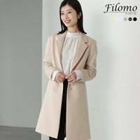 Filomoチェスターコートレディースアウターカシミヤブレンドウールロングコートシングル