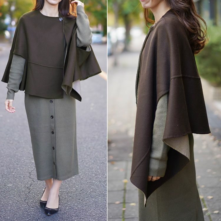 ケープ コート ウール シルク 手縫い Filomo レディース