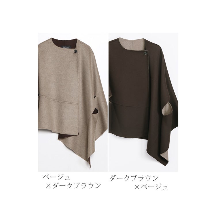 Filomoウール&シルクケープアシンメトリー一枚仕立て