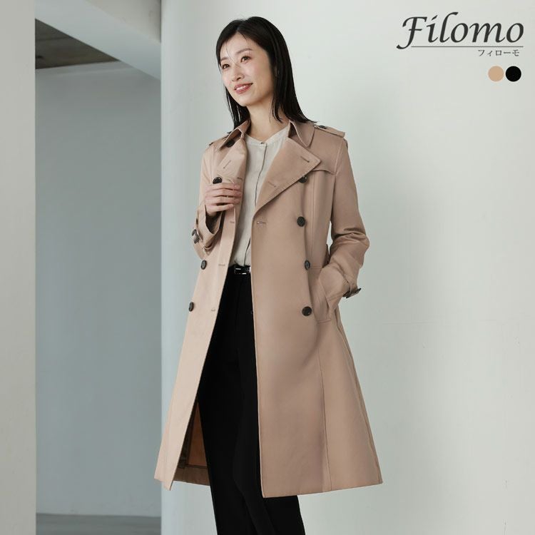 ロングトレンチコート 100cm丈 キルティング ライナー付 レディース