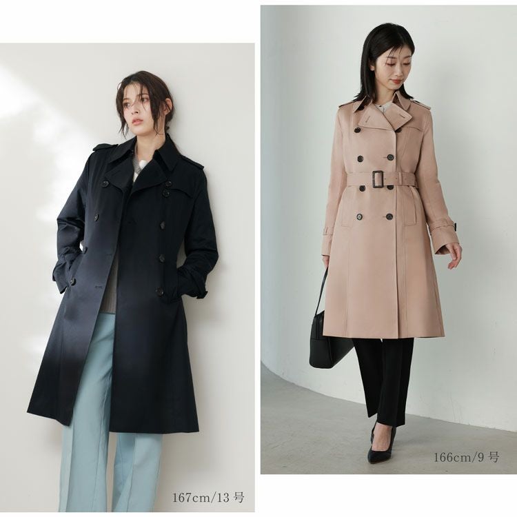 ロングトレンチコート 100cm丈 キルティング ライナー付 レディース