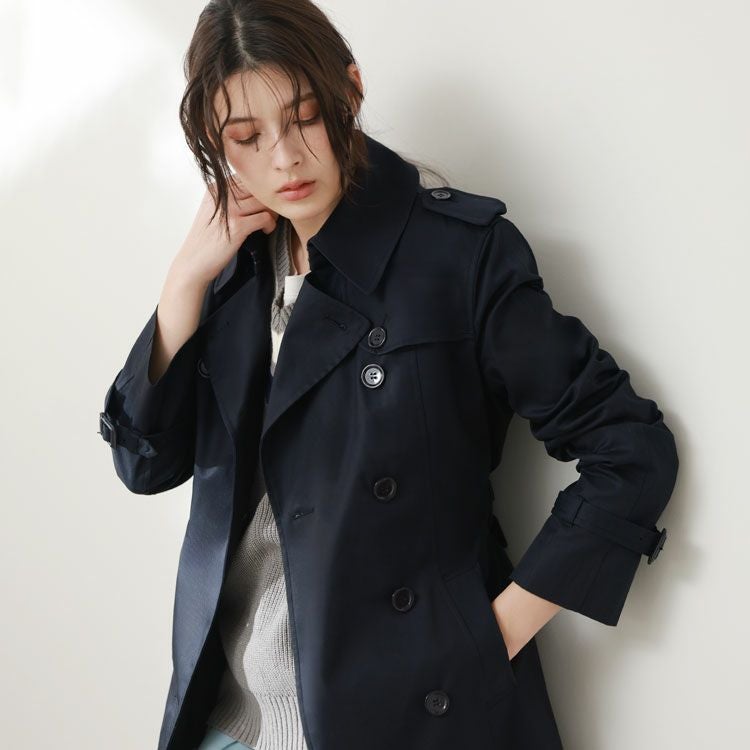 ロングトレンチコート 100cm丈 キルティング ライナー付 レディース