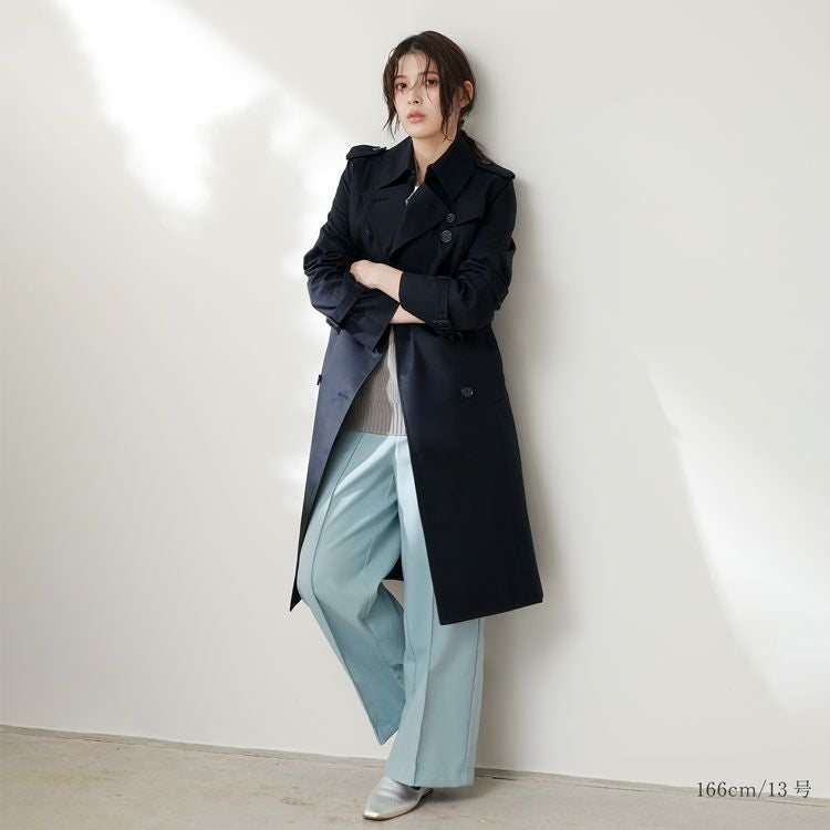 ロングトレンチコート 100cm丈 キルティング ライナー付 レディース