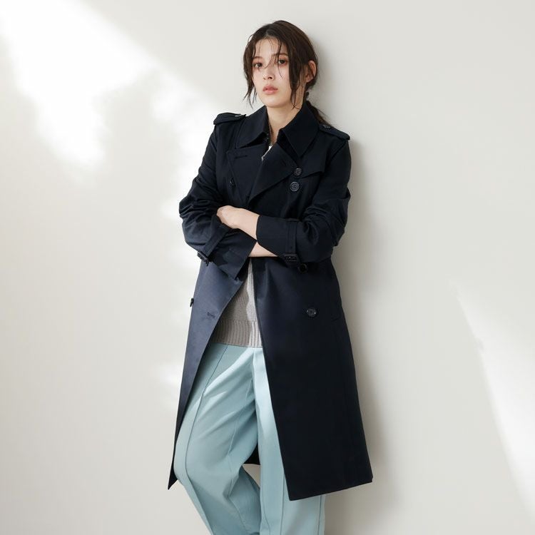 ロングトレンチコート 100cm丈 キルティング ライナー付 レディース