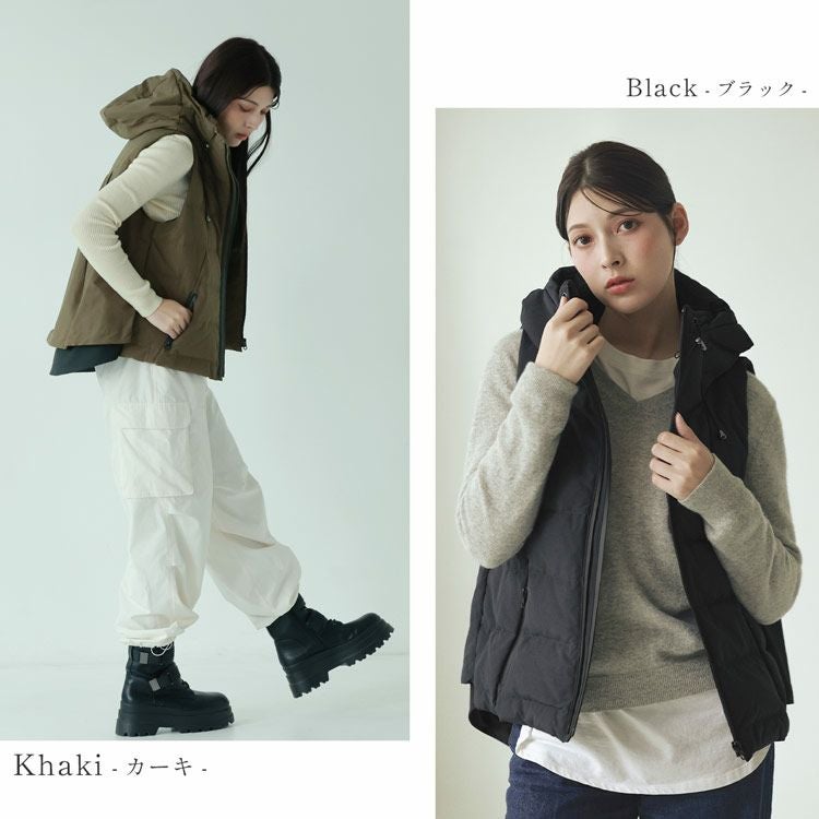 Filomo ダウンベスト レディース ダウン80% ショート丈 フレア