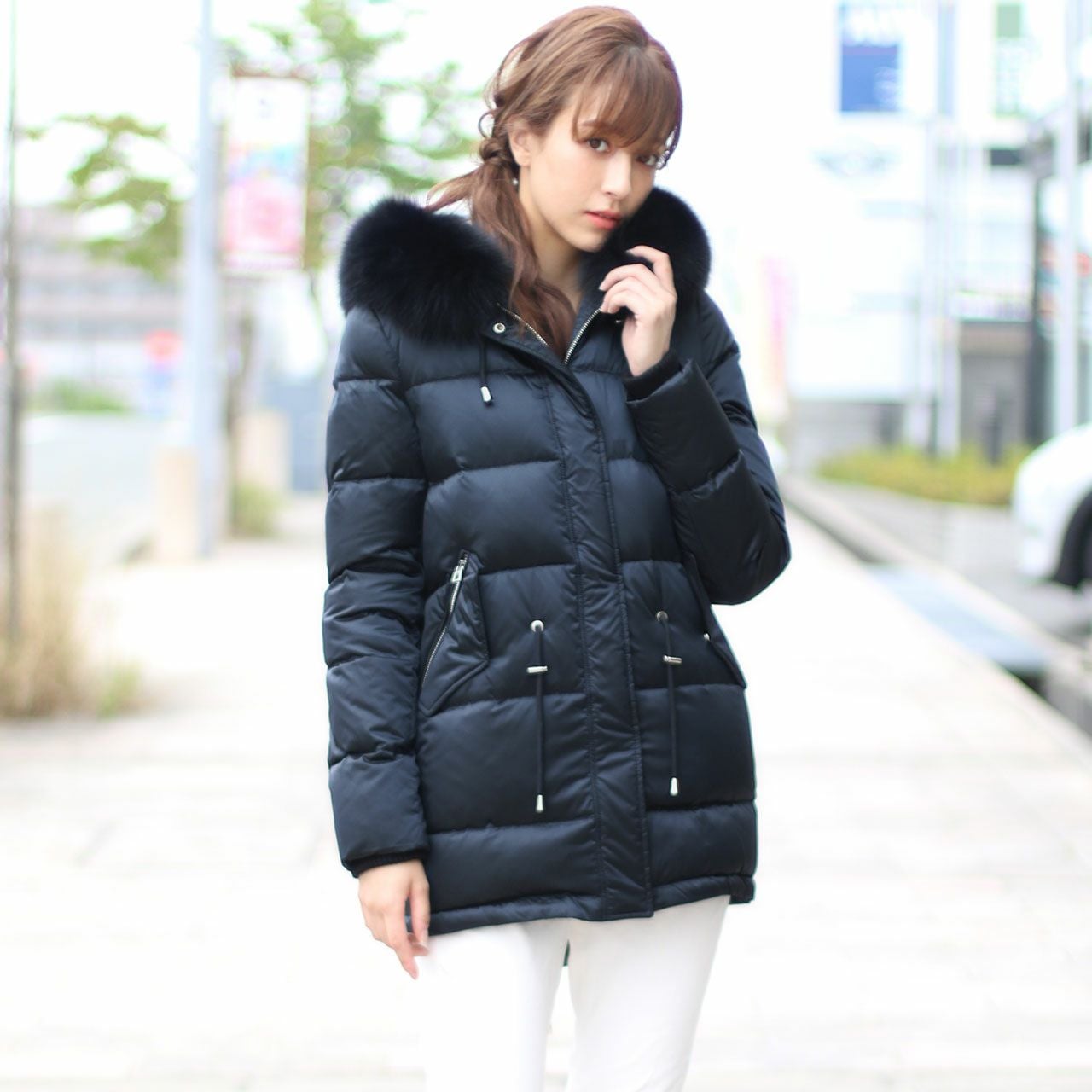 Filomo ダウンコート フード付き フォックスファートリミング