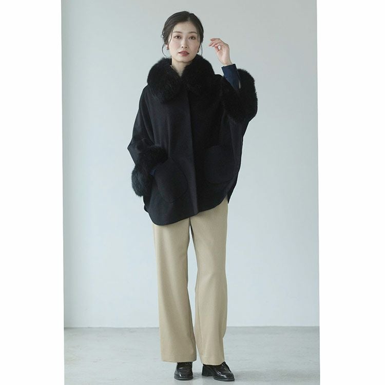 Filomo フィローモ カシミヤ 混 ケープ ファー トリミング フォックス