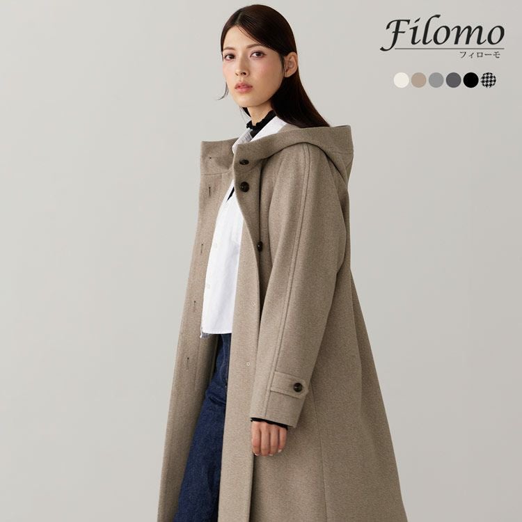 Filomoウールタッチフード付きコート全5色