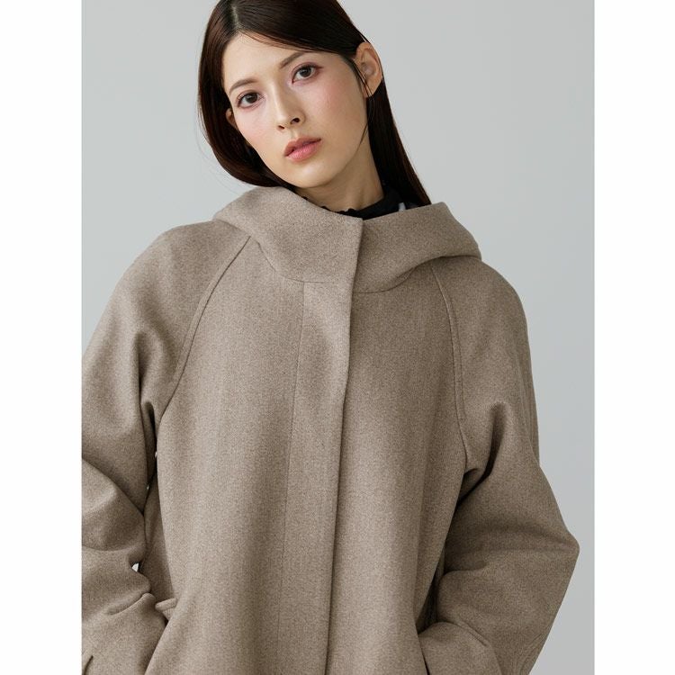 Filomoウールタッチフード付きコートグレー