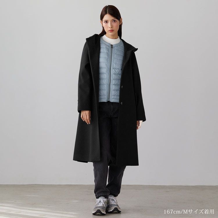 Filomo フード付きコート レディース ウールタッチ 洗える ロング丈