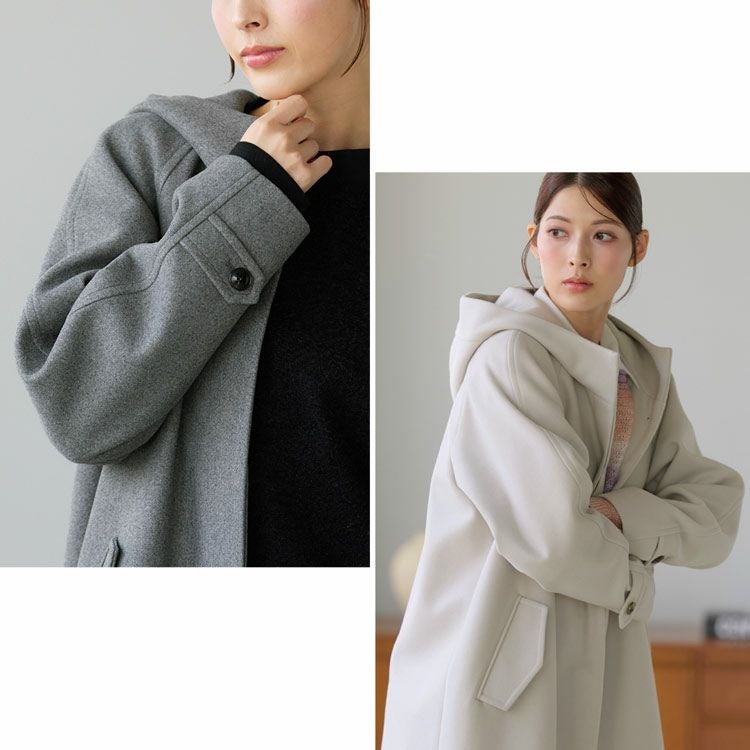 Filomo フード付きコート レディース ウールタッチ 洗える ロング丈