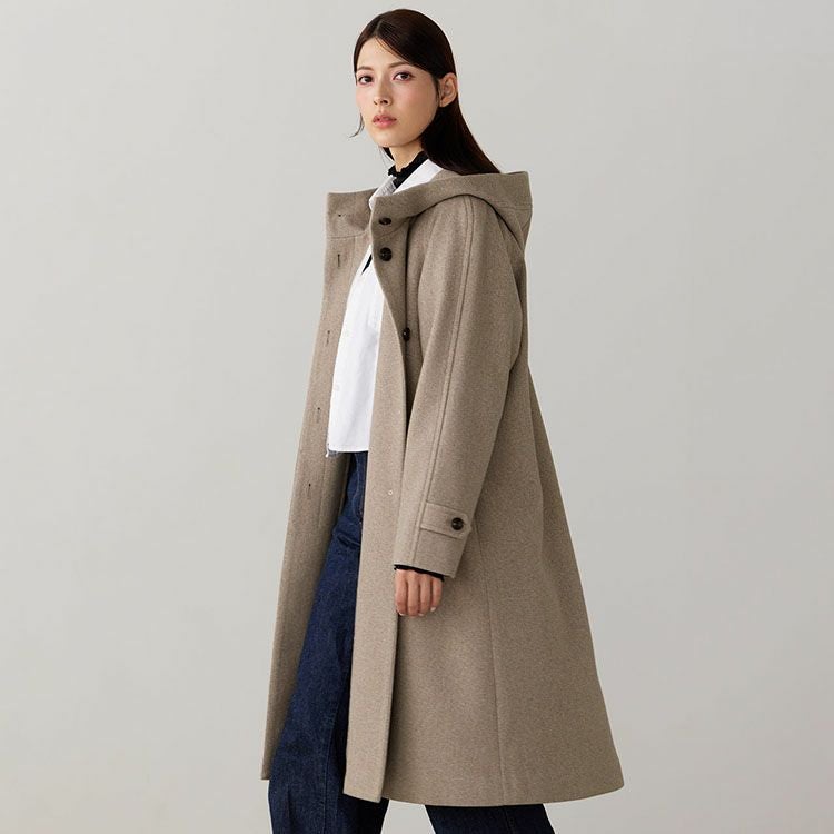 Filomo フード付きコート レディース ウールタッチ 洗える ロング丈