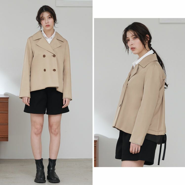 トレンチショート丈バックフレア春アウタージャケット