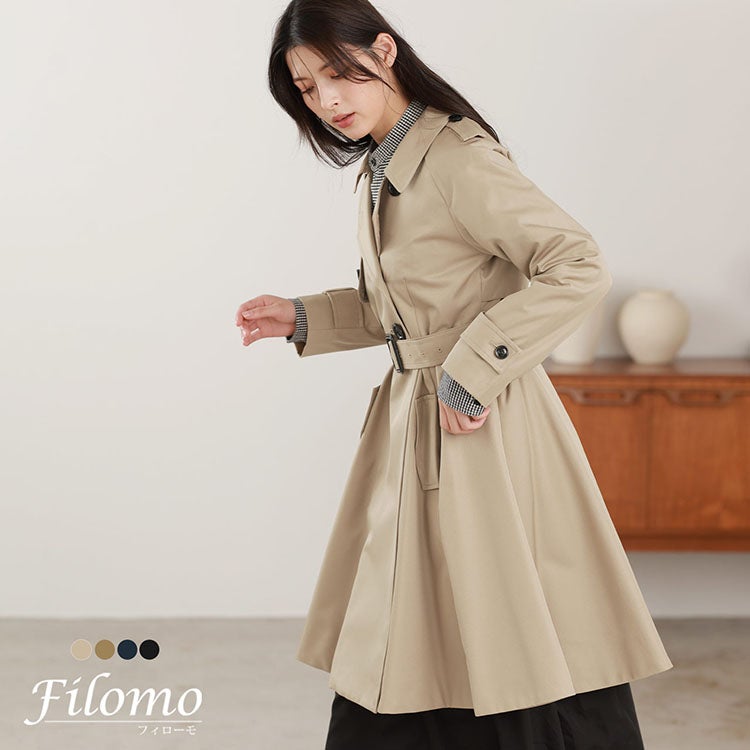 Filomo フレア トレンチコート レディース 秋 春 弱撥水 卒業式 卒園式