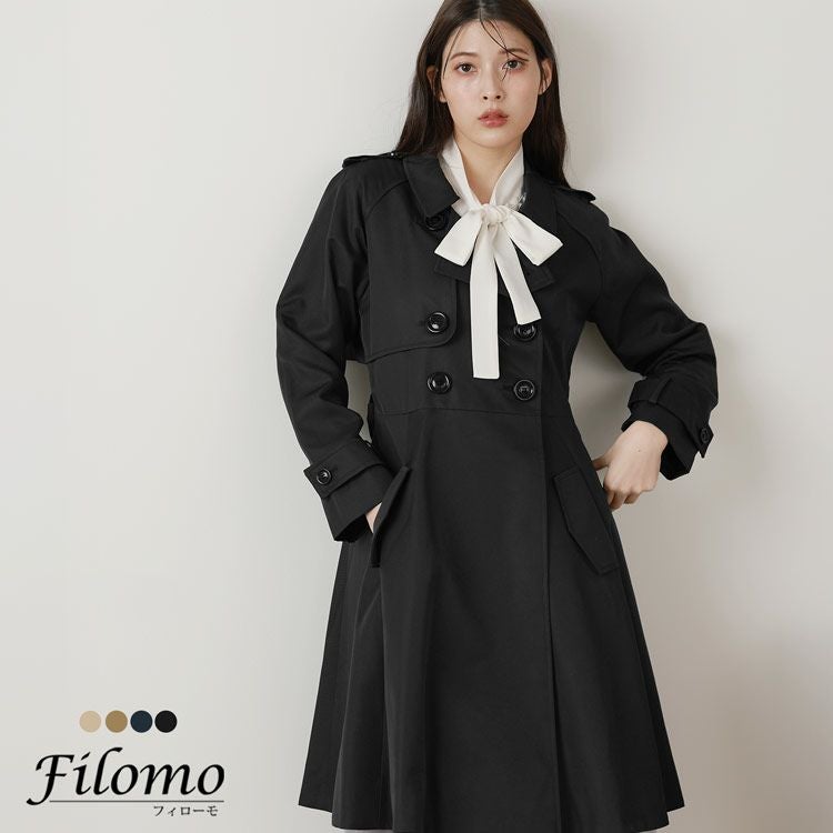トレンチコートフレアデザイン弱撥水加工レディース