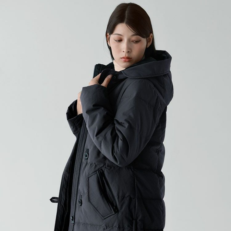 フード付きダウンコートレディース